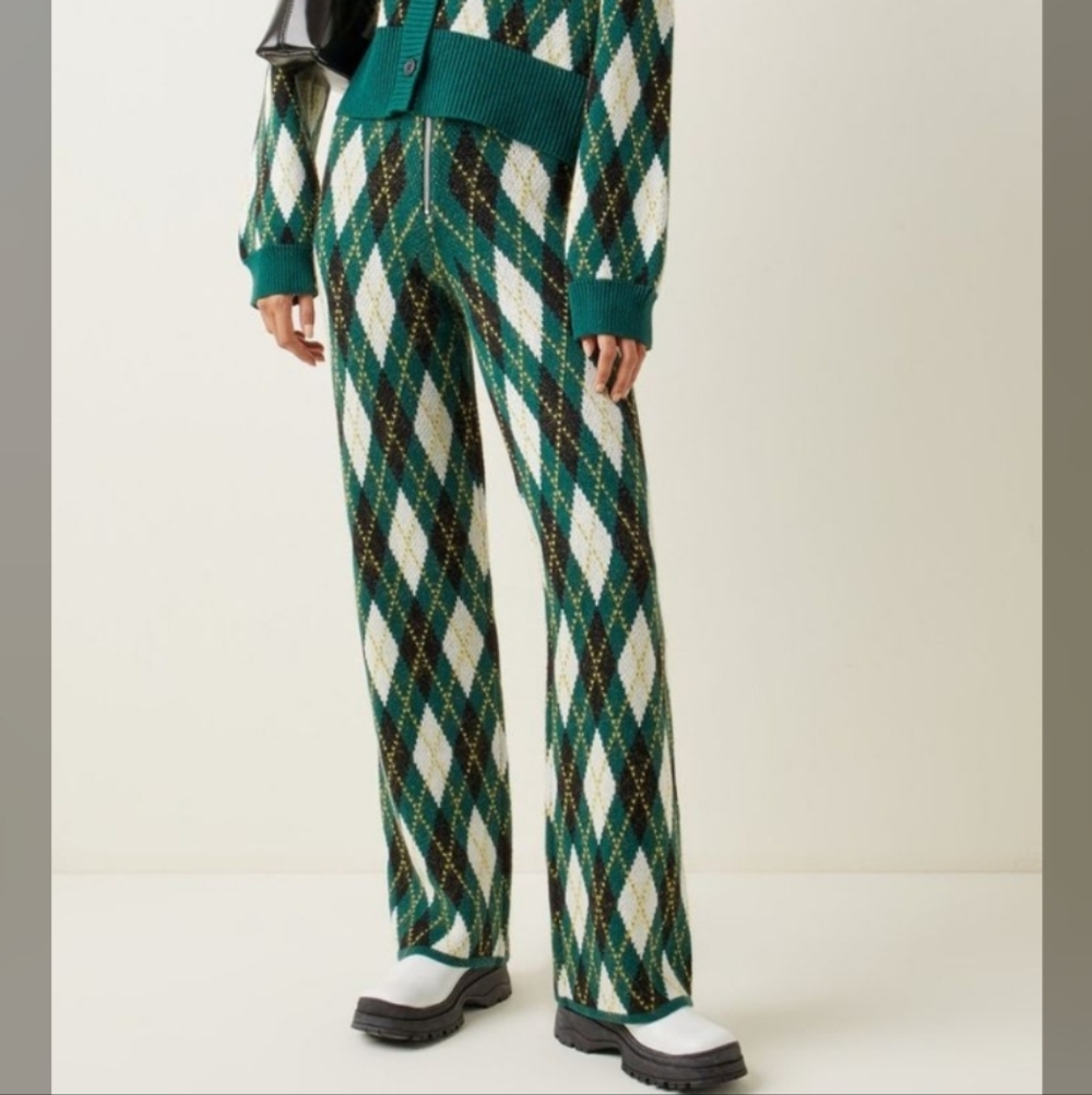 Staud Deck Argyle Knit Pants